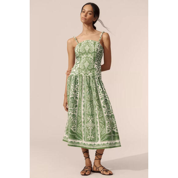 NEW, Farm Rio Delicate Tapestry Midi Dress in Green Sz M #MD1404 - Picture 2 of 12